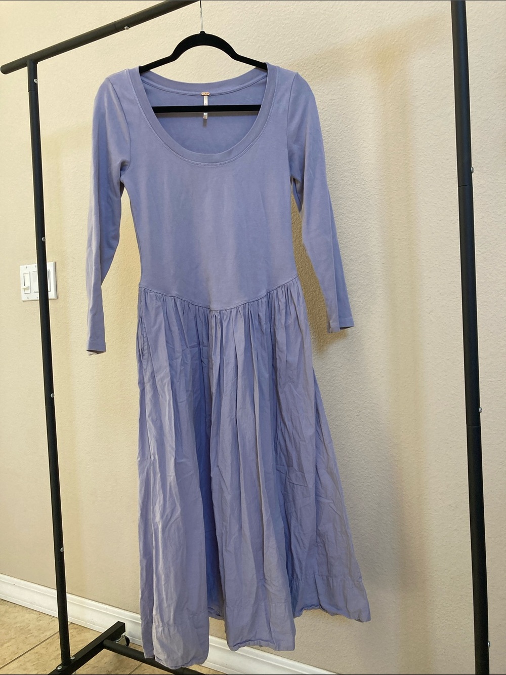 Free People Lilac Long Sleeve Scoop Neck Maxi Dress